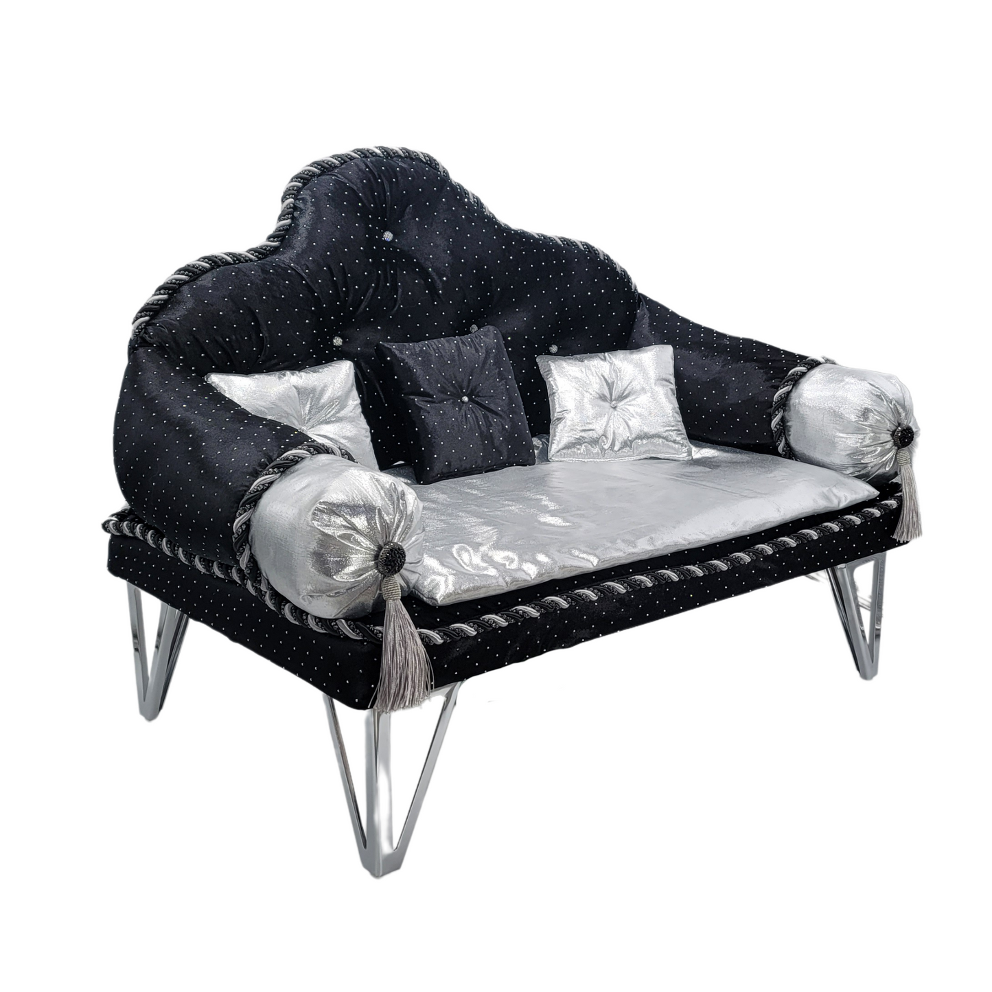 Fancy Pet Couch (Black and Silver)