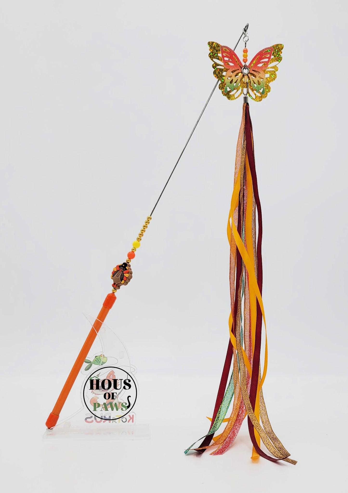 Turkey Ribbon Cat Wand