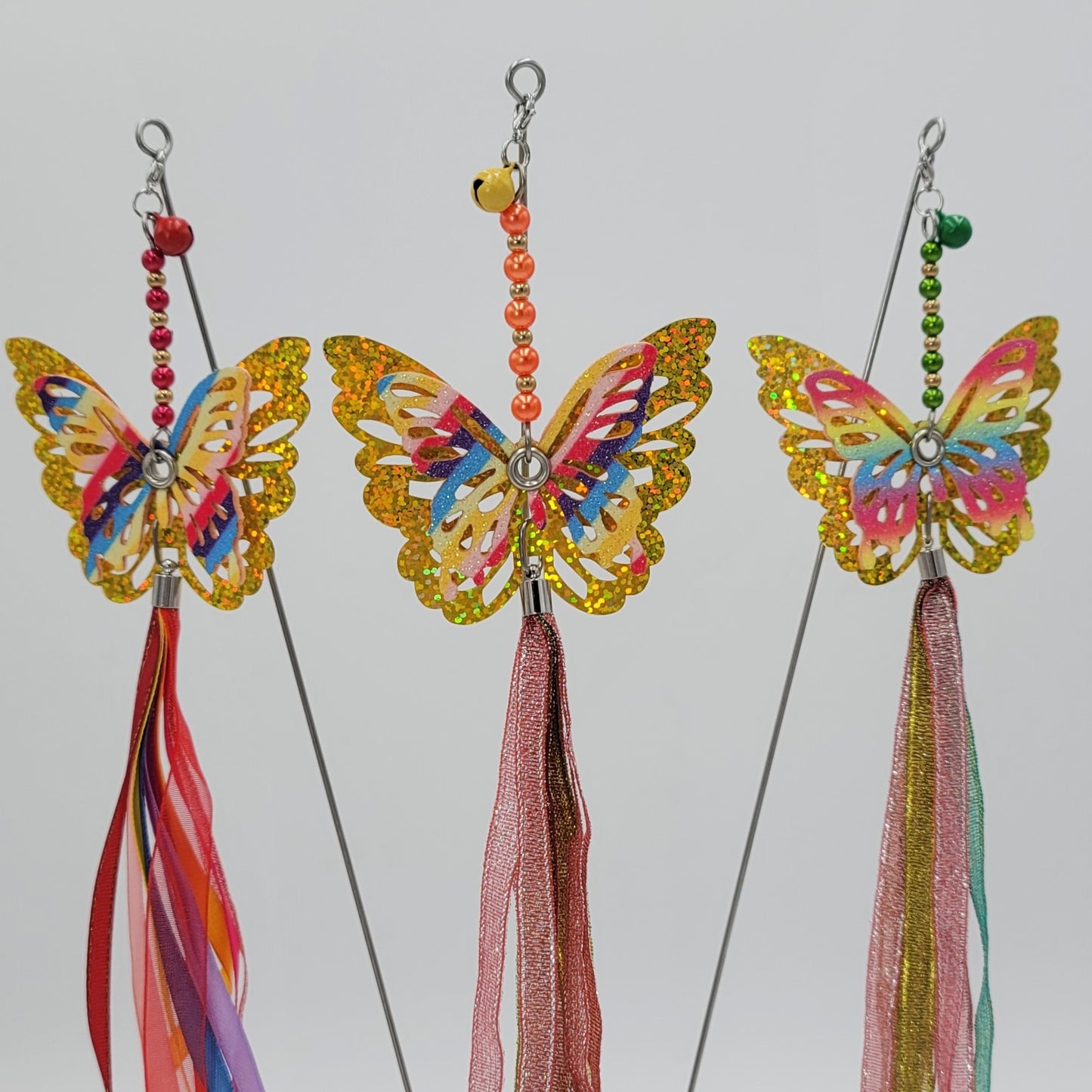 Butterfly with Ribbon Cat Wand