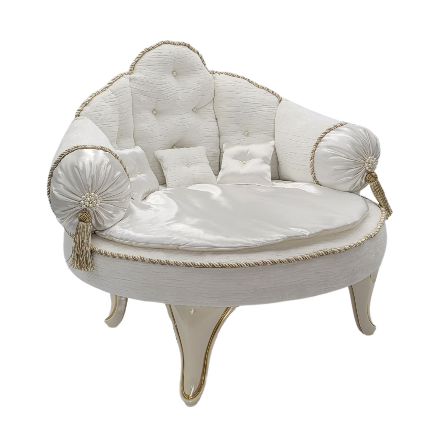 Fancy Round Pet Couch (Creme)
