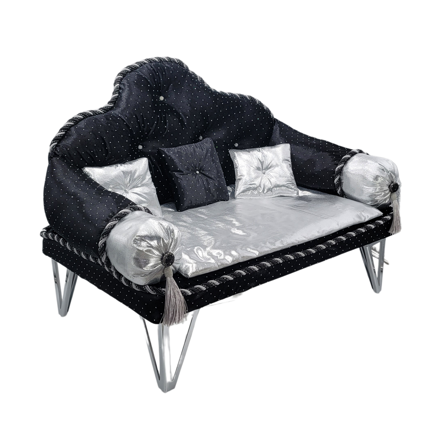Fancy Pet Couch (Black and Silver)