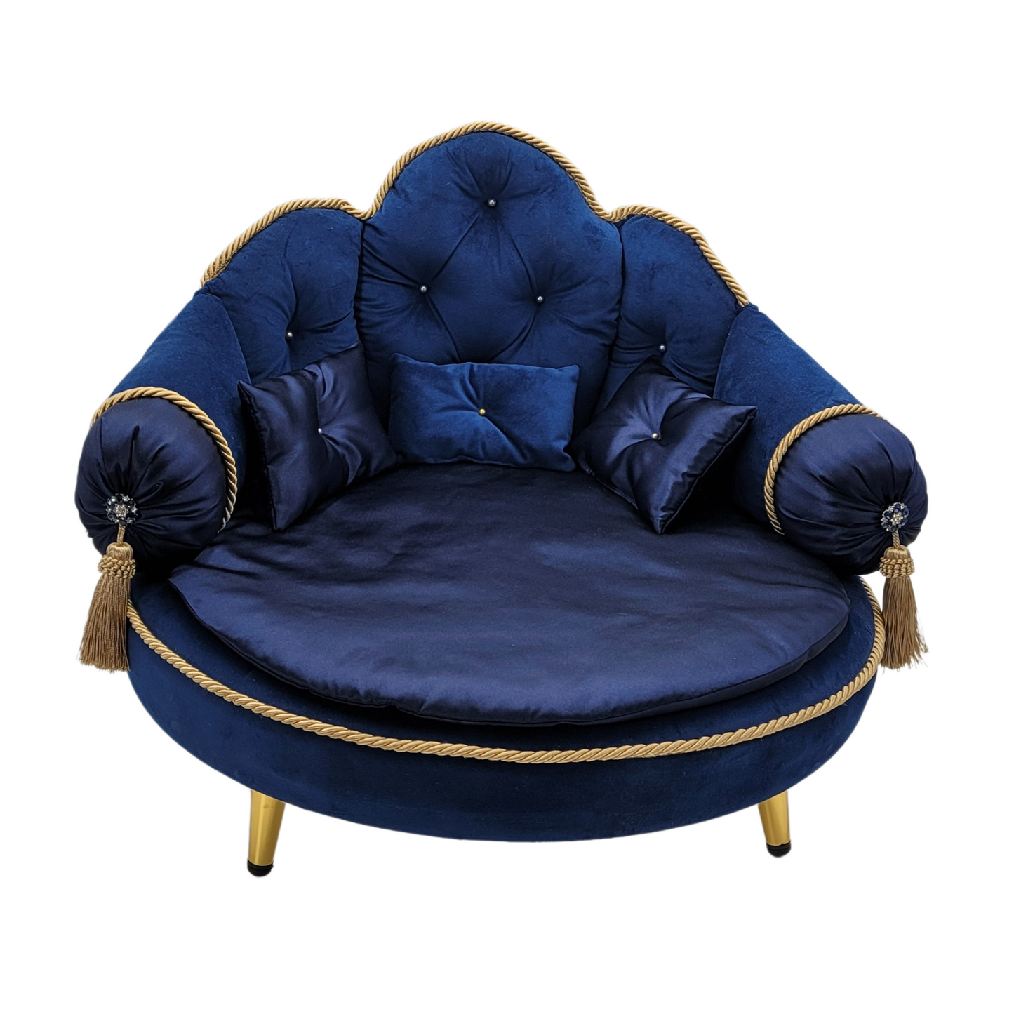 Fancy Round Pet Couch (Royal and Gold)