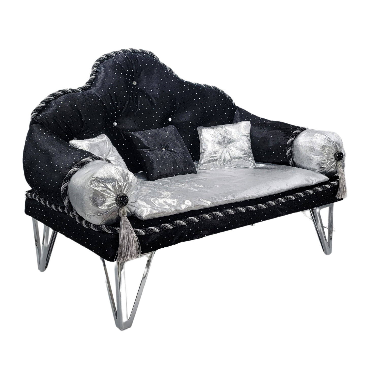 Fancy Pet Couch (Black and Silver)
