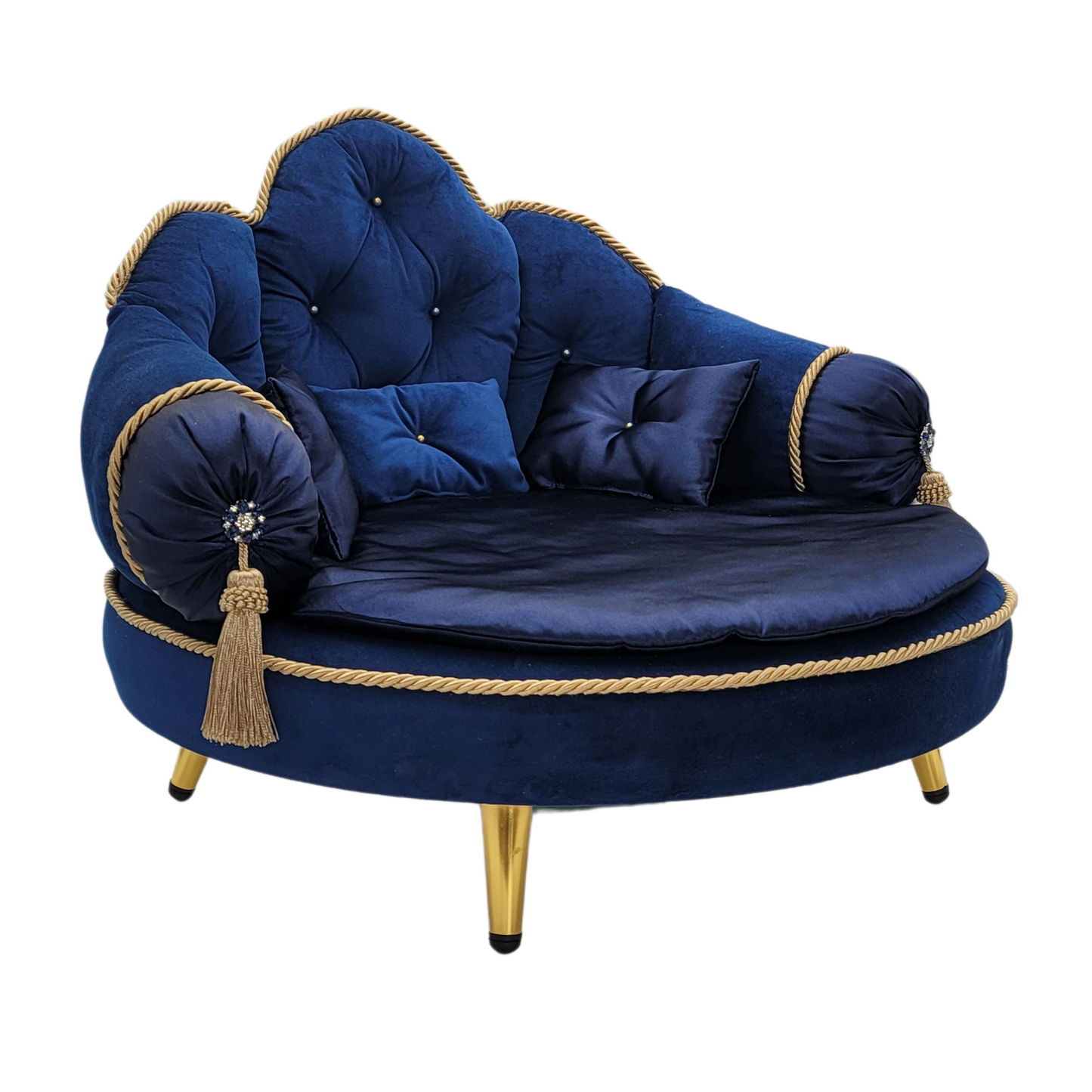 Fancy Round Pet Couch (Royal and Gold)