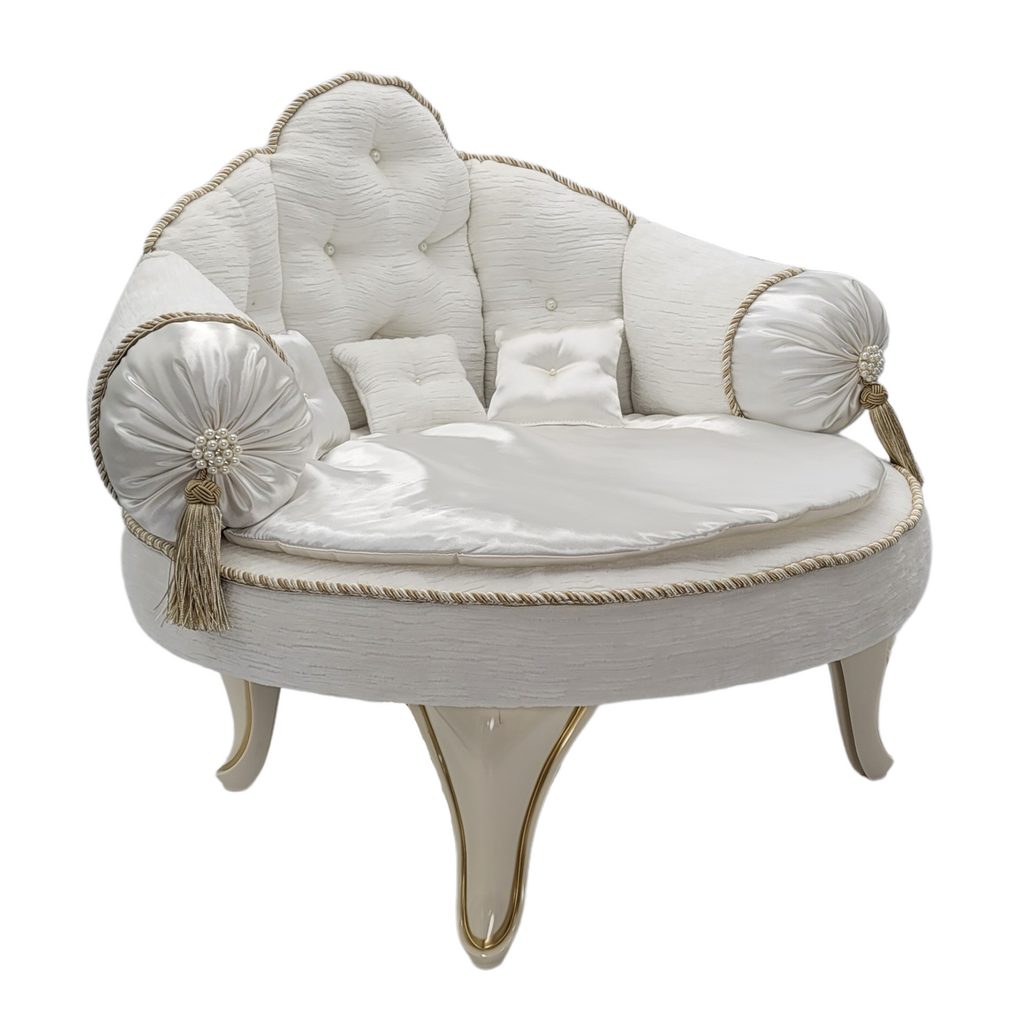 Fancy Round Pet Couch (Creme)