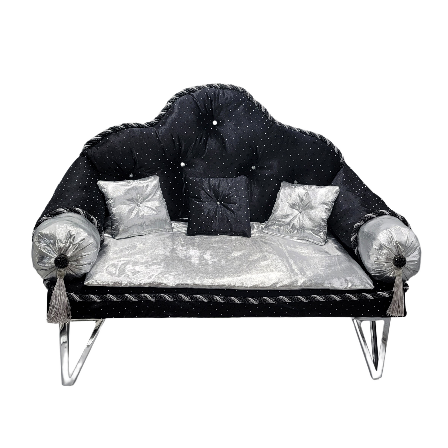 Fancy Pet Couch (Black and Silver)