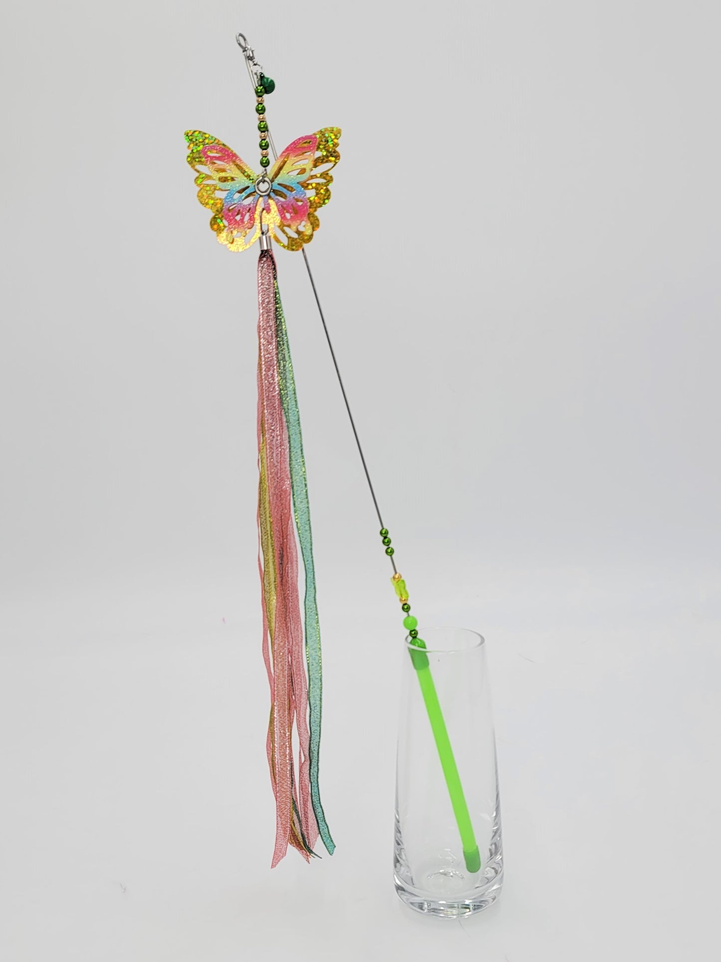 Butterfly with Ribbon Cat Wand