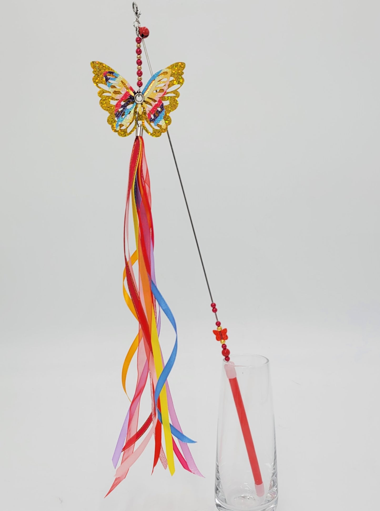 Butterfly with Ribbon Cat Wand